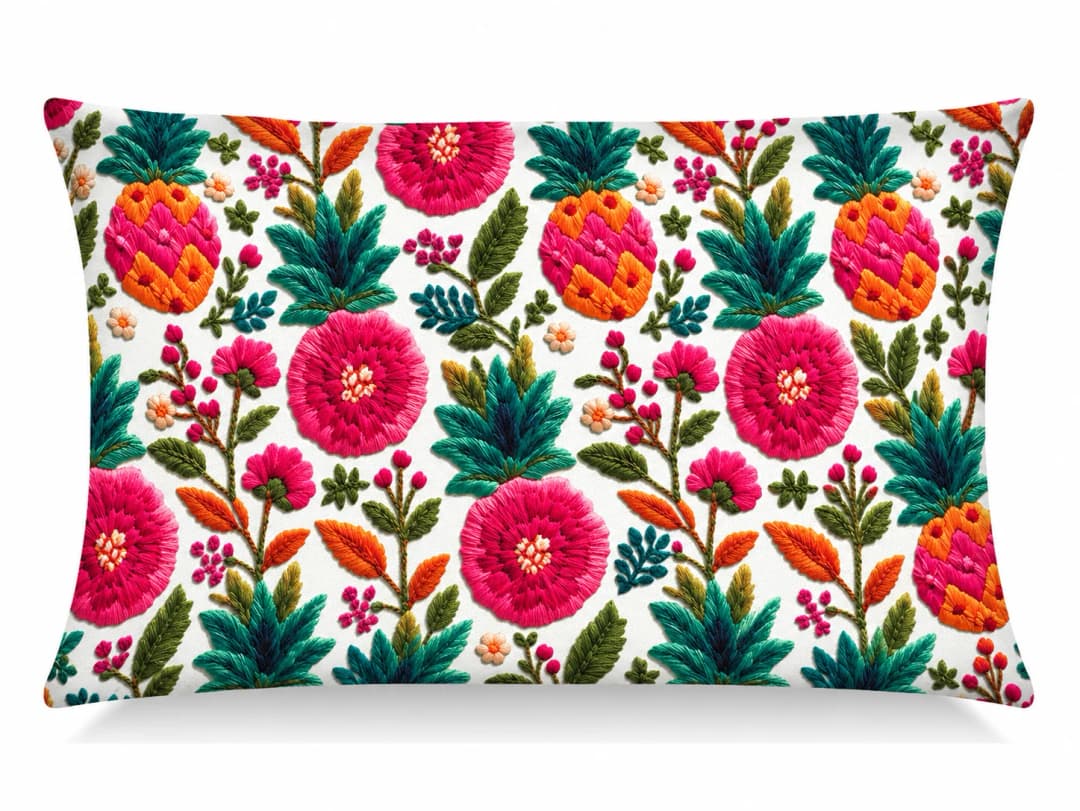 Tablo Çiçekler Desenli Kırlent Yastık 50x30