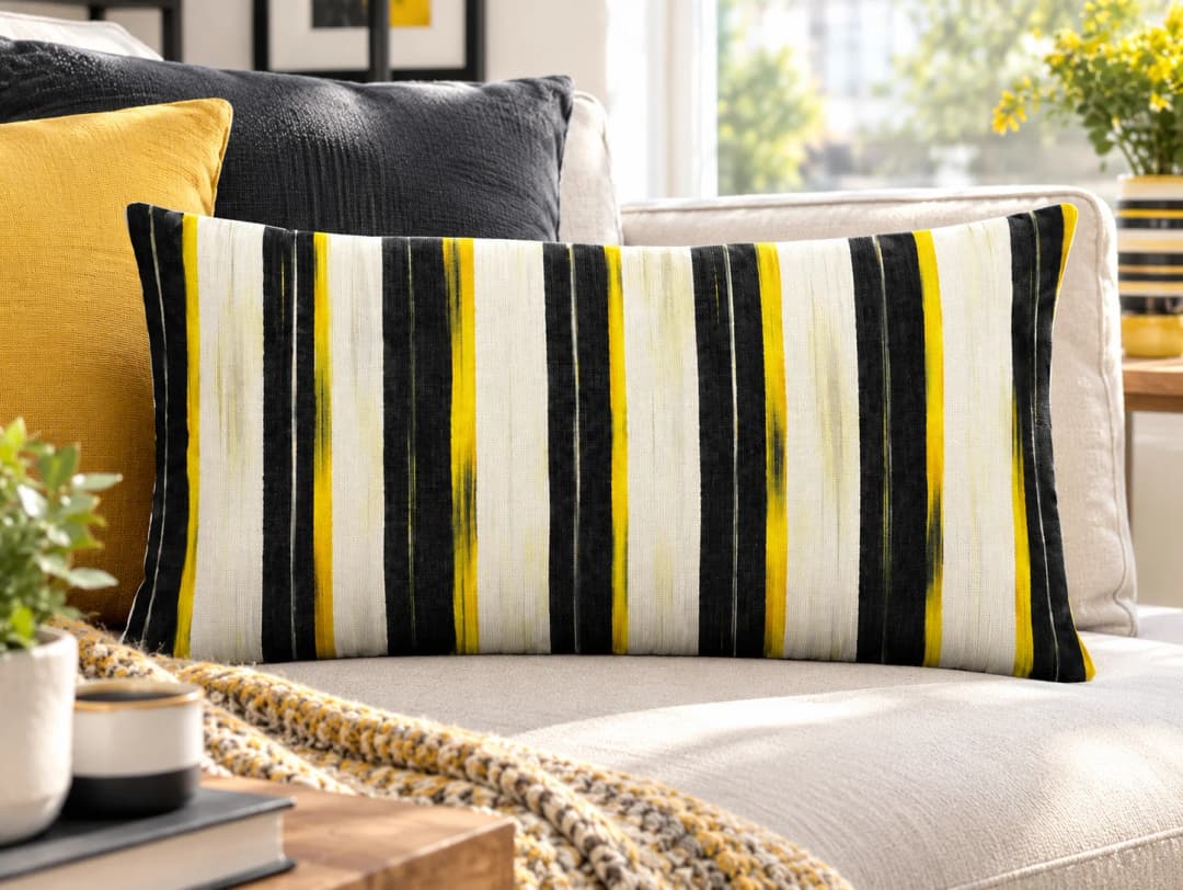 Cilalı Çizgiler Desenli Kırlent Yastık 50x30
