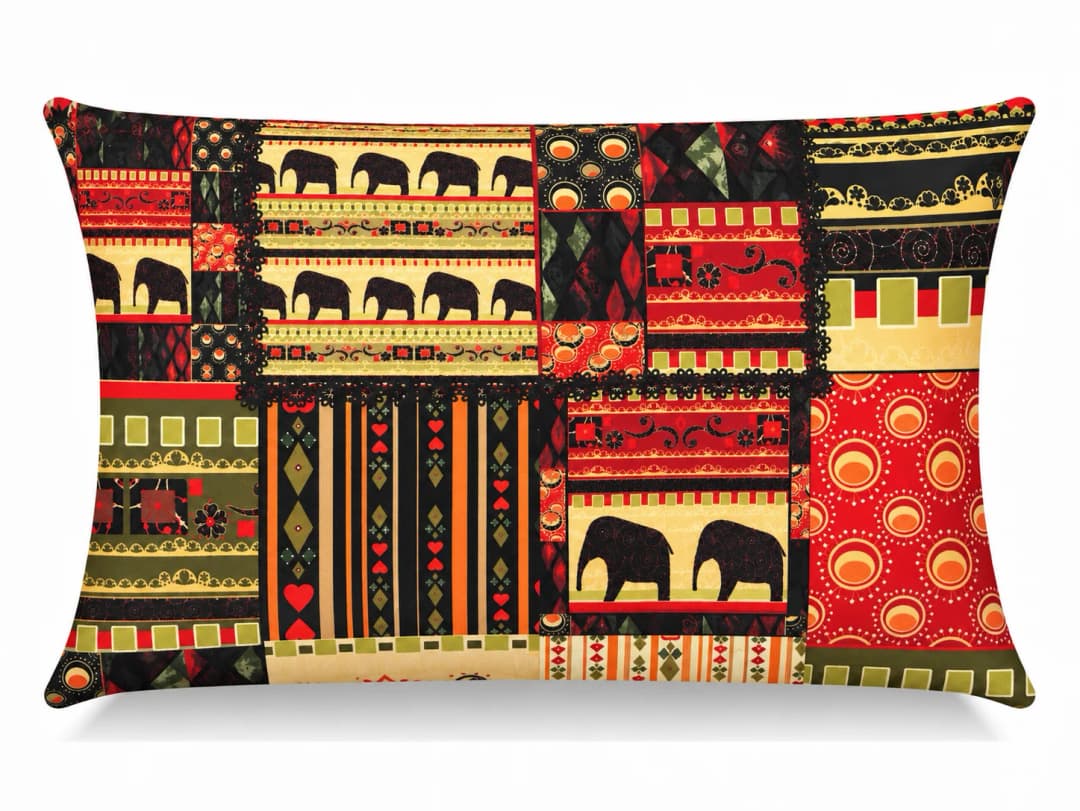 Filli Etnik Patchwork Desenli Kırlent Yastık 50x30