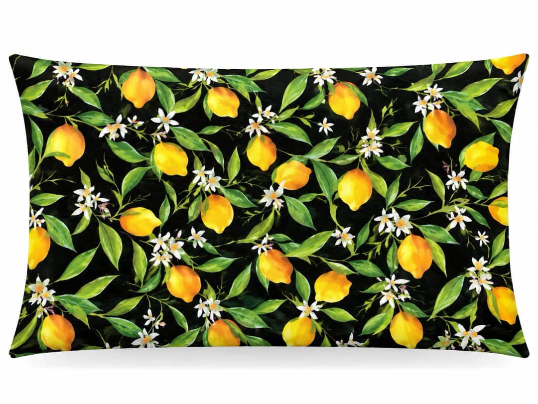 Kara Limon Ağacı Desenli Kırlent Yastık 50x30