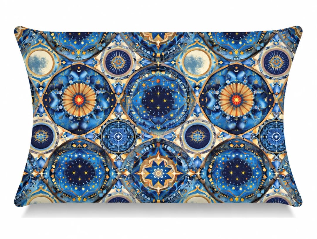 Ürün görseli: Lacivert Mandala Desenli Kırlent Yastık 50x30