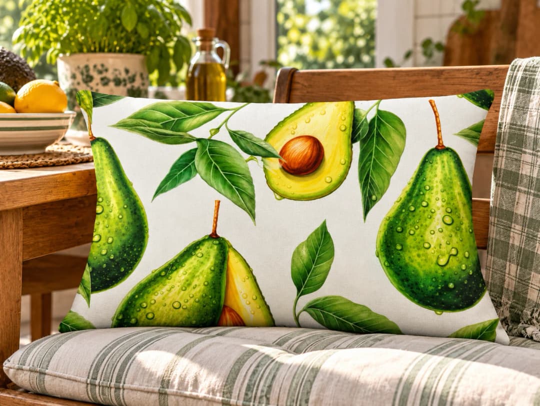 Avokadolar Desenli Kırlent Yastık 50x30