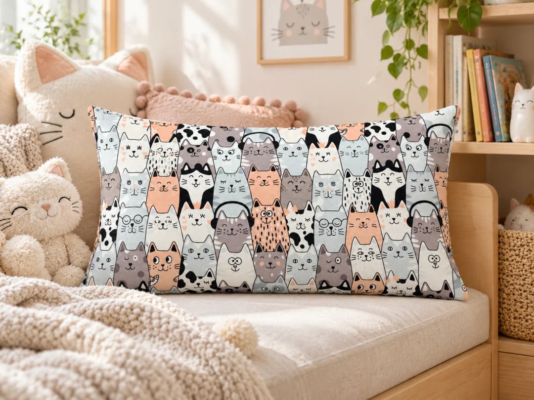 Kedi Mahallesi - Desenli Dekoratif Kırlent Hazır Yastık 50×30 cm