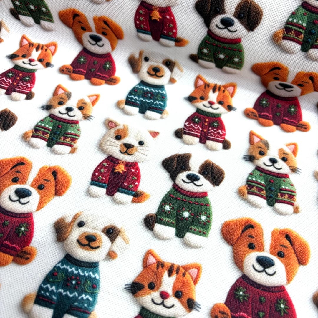 Kazaklı Kedicik Köpekcikler Desenli Kırlent Yastık 50x30