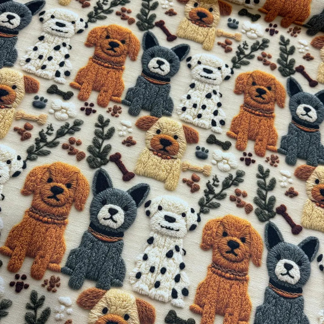 Dizili Köpekçikler Desenli Dijital Baskı Omuz Çantası 50x45