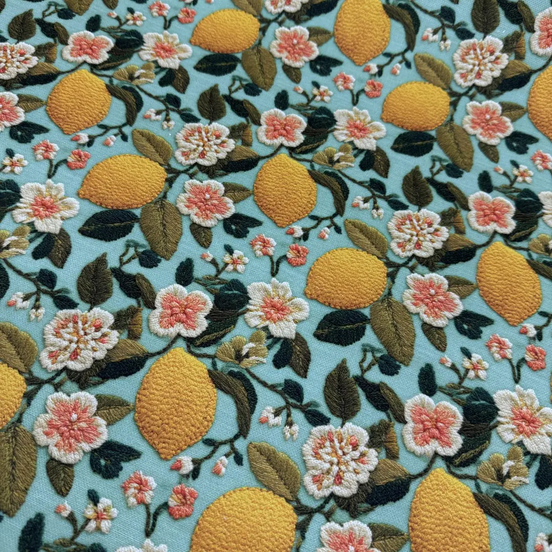 Çiçekli Limonlar Desenli Dijital Baskı Omuz Çantası 50x45