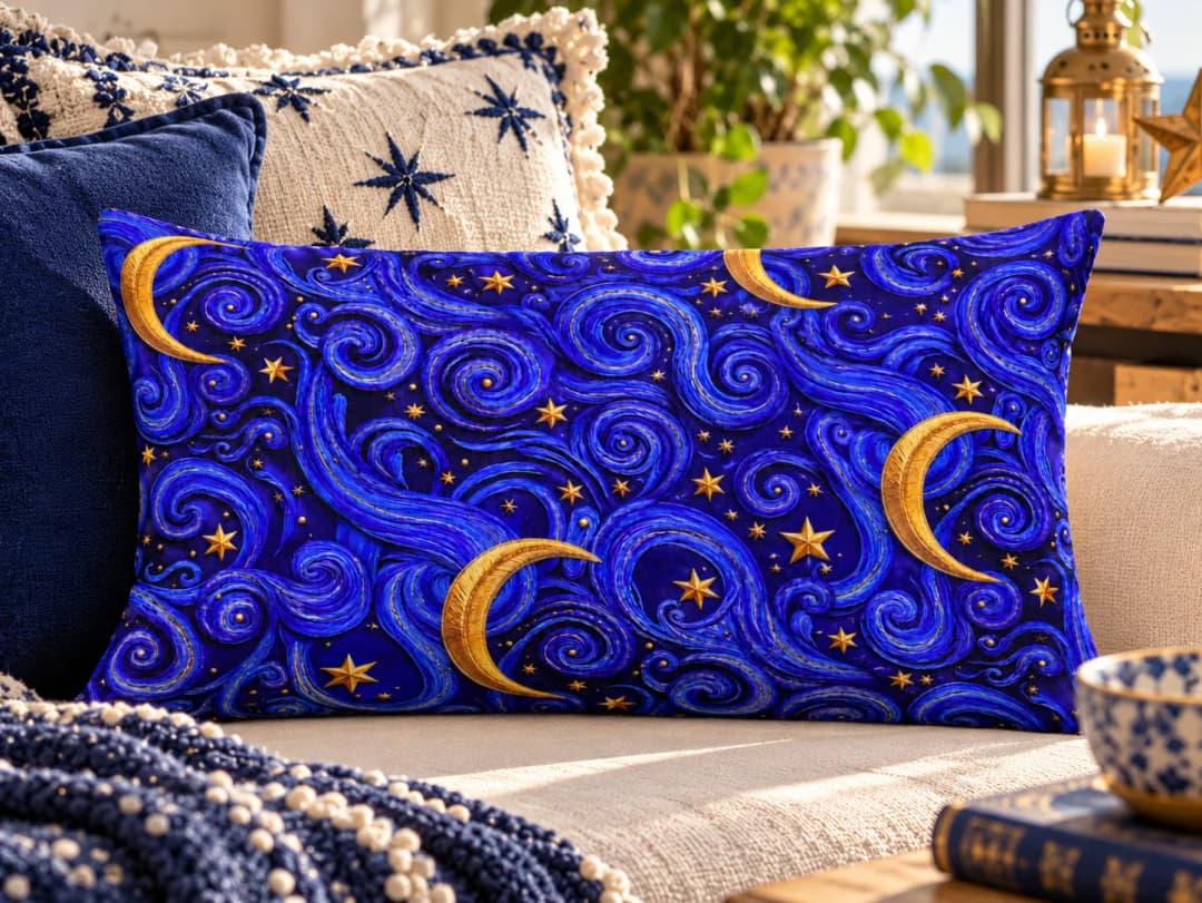 Altın Gece Desenli Kırlent Yastık 50x30