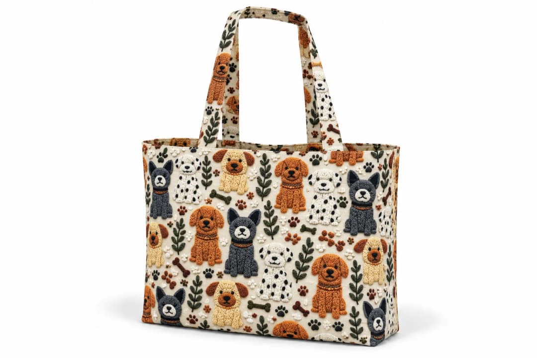 Dizili Köpekçikler Desenli Dijital Baskı Omuz Çantası 50x45