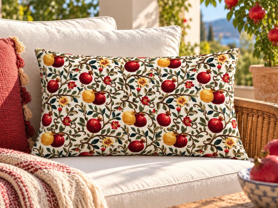 Daldaki Narlar Desenli Kırlent Yastık 50x30