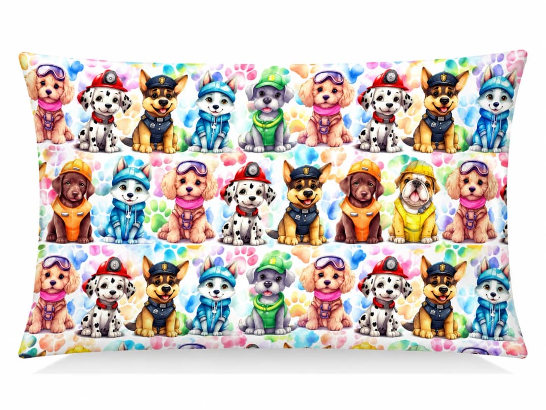 Renkli Köpekçikler Desenli Kırlent Yastık 50x30