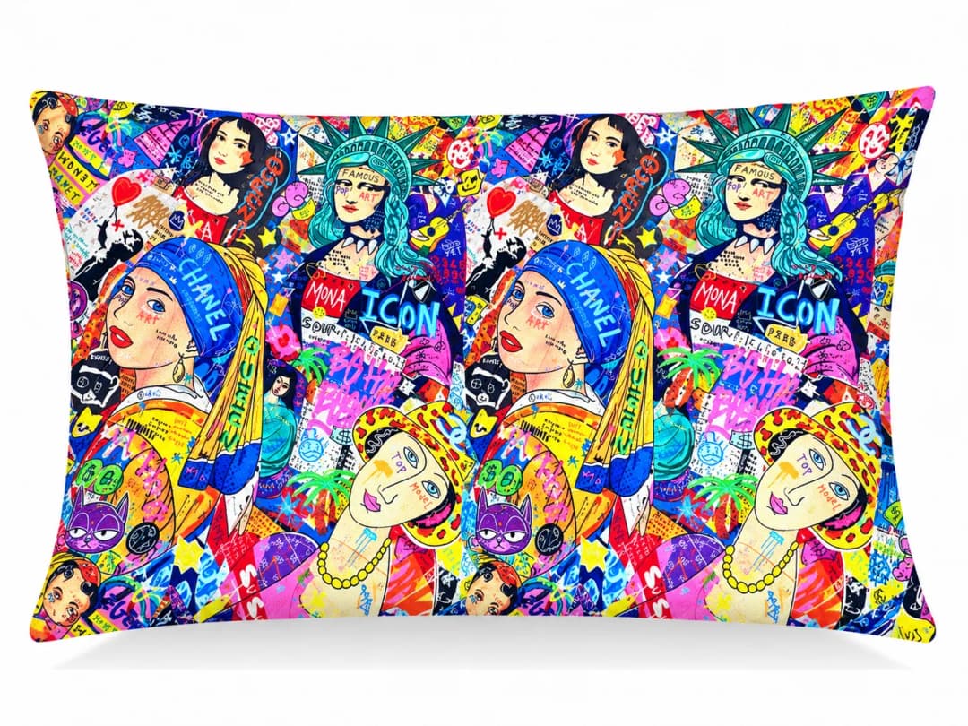 Renkli Ressamlar Desenli Kırlent Yastık 50x30