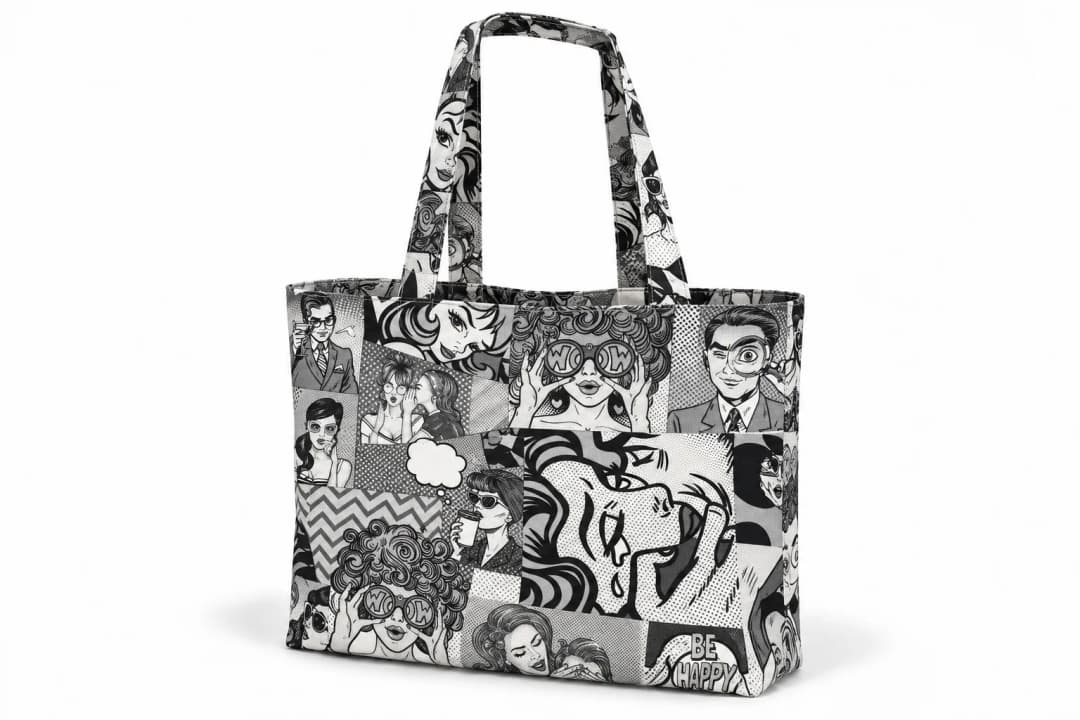 Büyük Pop Art Dedektif Desenli Dijital Baskı Omuz Çantası 50x45